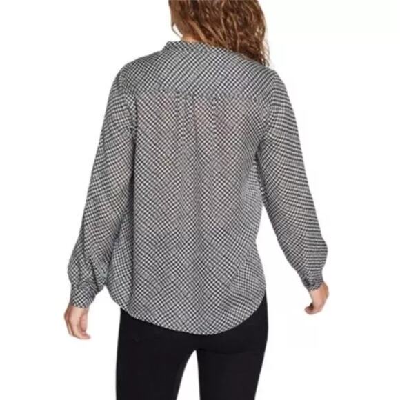 Joie Mintee Black White Caviar Houndstooth Blouse  Size XS - Picture 3 of 4